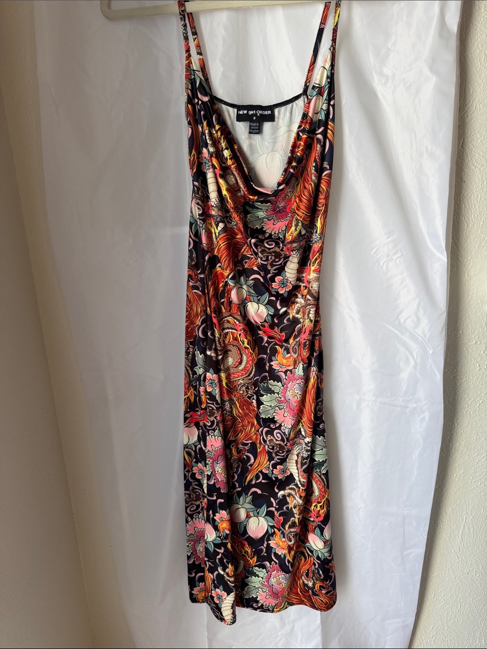New York & Company Black Floral Paisley Slip Midi Dress